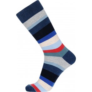 JBS Strmpe - Stribet - Mrkebl/Hvid/Bl