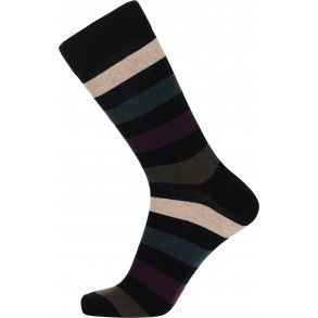 JBS Strmpe - Stribet - Sort/Mrke farver