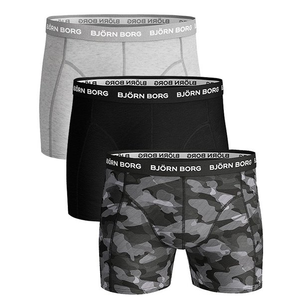 Bjrn Borg - "Perfect Fit" Long thights - Sort, Camo, Gr - <strong> 3-PAK </strong>