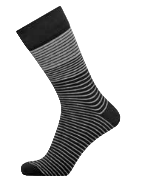 World of Socks Claudio herrestrømpe med sort/grå striber.